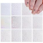 MAYCREATE® 12 Sheets Aurora Nail Art Stickers, 12 Style Decals Self-Adhesive Pegatinas Uñas Glitter Nail Stickers Holographic Nail Supplies Nail Art DIY Design Decoration for Women Girls