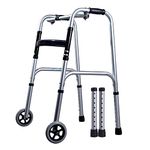 MAYQMAY Adjustable Height Wheeled Walker, One-Button Folding Walker, Lightweight Standard Walkers for Seniors, 396 lbs Weight Capacity