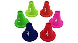 SAS SPORTS Cricket Batting Tee - Durable TPR Material | Cricket Cones for Exercise | Cricket Equipment Tee for Batting, Cricket Practice | Cricket Cones for Practice (Multicolor, Pack of 6)