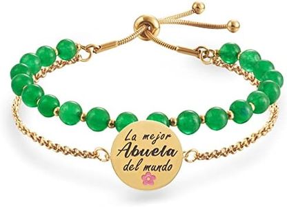 LParkin Doble Capa de Pulsera abuela dorada, Originales Perlas pulseras dia de la abuela, Abuela Acero Inoxidable Pulsera Regalo Para la Mejor Abuela 17 + 5 cm Ajustable (mejor Abuela del mundo)