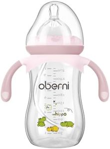 Oberni Anti-Colic Baby Bottle with Level 4 Fast Slow Nipple and Non-Slip Handles, 9oz / 270 mL, 12 Months+, Pink/1Pack