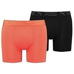 PUMA Men's Boxer, Hot Heat/Black, M (Pack of 2)