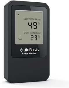LifeBasis Medidor Radon Detector de Gas Detector de Radón Inalámbrico con Pantalla para Monitorear a Largo y Corto Plazo Medidor Calidad Aire Medidor de Radón para Sótano, Oficina, Hogar