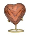 BOLD & DIVINE Wood Grains Mini Heart Cremation Urn with Premium Box & Stand | Honor Your Loved One with Wood Grain Finish Urn for Baby Girl, Boy & Adult for Ashes (Red Cherry)