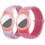 Dingfeiyu [2 Pack] Nylon Airtag Wristband for Kids, Anti-Lost, Anti-Scratch Airtag Bracelet Kids, Airtag Tracking Watch Wrist Strap Child, Waterproof Airtag Holder Necklace for Kids (pink set)