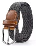 AXXTITUDE Men's Casual/Formal Canvas Braided Elastic/Stretchable Expandable Women Belt (Grey 1)