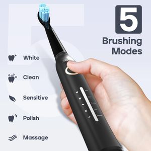 Seago Electric Toothbrush – Black, Rechargeable Sonic Cleaning