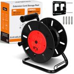 Suraielec Electric Cord Reel, Holds 100 ft 16/3, 14/3 or 75ft 12/3 Gauge Extension Cord, 15 AMP Breaker, 4 Outlets Metal Stand Storage Power Cable Reel, Empty Hand Crank Roller Holder, ETL Listed