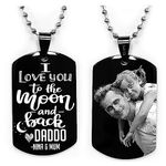 Eliphs Personalised Photo Engraved dogtag Mum Father Daddy Dad Tag chain from Daughter Custom Photo Keychain Birthday First Father Mother grandparent Gift from Baby -Key Chain