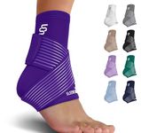 Sleeve Stars Ankle Brace for Sprained Ankle, Plantar Fasciitis Relief Achilles Tendonitis Brace, Ankle Support for Women & Men with Strap, Heel Protector Wrap for Pain & Compression (Single/Dark Purple)