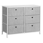 SONGMICS Storage Dresser with 6 Drawers for Closet, Nursery, Dorm Room, 31.5" L, Light Grey ULTS23W