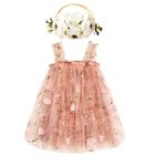 Momkonzz Toddler Baby Girl Tutu Dress Infant Tulle Flower Dresses Little Girls Sleeveless Birthday Wedding Sundress with Flower Headband 6-12 Months