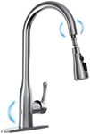 Kitchen Faucet with Pull Down Sprayer, Touchless Sink Faucet, Stainless Steel Single Handle Faucet for 1 or 3 Hole, Suitable for Farmhouse Laundry Camper Rv Bar