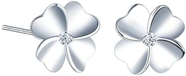 MICMIF Pendientes de Trébol para Mujeres y Niñas, Pendientes de Trébol de Cuatro Hojas de Plata de Ley 925, Regalo para Niñas Mujer Joyas