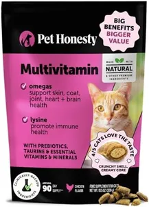 Cat Multivitamin Chews - Cat Treats for Health + Immune, Joint Support, Skin & Coat, and Digestion - Omega 3s, Lysine & Probiotics for Cats, Vitamins for Cats - Chicken (90-Day Supply)