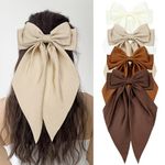 Cinaci 4 Pieces Large Big Oversized Satin Hair Bows with Long Tail Bow French Barrettes Hair Clips Accessories for Women Girls Teens