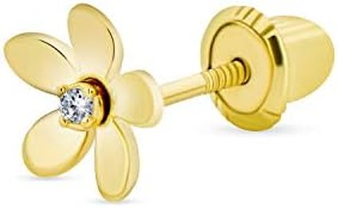Tiny Minimalist CZ Accent Dainty Mini Daisy Flower Cartilage Ear Lobe Piercing 1 Piece Stud Earring For Women Teen Real 14K Yellow Gold Safety Screw back