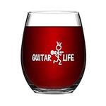 Guitar Life Funny Stemless Wine Glass Laser Engraved Whiskey Glass Shot Glass Unique Idea for Him, Her, Mom, Wife, Boss, Sister, BFF, Birthday Gifts for Coworker,15 oz