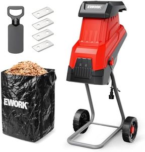 EWORK Electric Wood Chipper, 15-Amp Chipper Shredder with 1.77" Cutting Diameter and 15:1 Reduction Rate, Mulcher Chipper Shredder Includes 2 Extra Blades for Branches, Leaves, Twigs and Yard Waste
