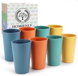 Homienly Wheat Straw Cups Plastic Cups Unbreakable Drinking Cup Reusable Dishwasher Safe Water Glasses Plastic Stackable Water Tumblers in Multi color(20 OZ 8 PCS)