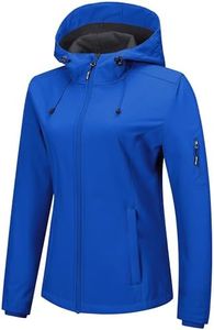 Outdoor Ventures Women's Softshell Jacket with Hood Fleece Lined Warm Lightweight Waterproof Insulated Windbreaker