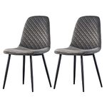 AINPECCA Set of 2 Velvet Dining Chairs Fabric Upholstered seat with Metal Legs Dressing Lounge Home(Gray,2)