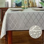 SASTYBALE Jacquard Tablecloth Damask Fabric Table Cloth Water Resistant & Wrinkle Free Spillproof Polyester Table Cover for Kitchen Dining Tabletop (Rectangle/Oblong, 52" x 70" (4-6 Seats), Gray)