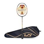 Li-Ning G-Force 5900 Superlite Strung Badminton Racquet with Free Head Cover| 79 Grams (Black/Gold)