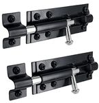 IRONTITE® 2 Pack Tower Bolt Black, Gate Bolts for Wooden Gates, Slide Bolt, Black Door Lock Bolt, Sliding Bolt Lock Or Garden Gate Bolt. 100mm (4”)