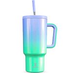 Meoky 40 oz Tumbler with Straw and Lid, Insulated Tumbler with Handle, Stainless Steel Travel Mug, 100% Leak-Proof, Keeps Cold for 34 Hours or Hot for 10 Hours (Fairyland)