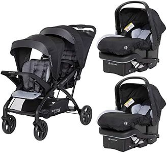 Baby Trend Sit N Stand Tandem Double Stroller 2.0 DLX & 2 EZ-Lift Plus Lightweight Infant Cozy Cover Car Seat Set with 5 Point Safety Harness, Stormy