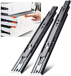 YENUO Push to Open Drawer Runners Full Extension 300 350 400 450 500 550 600mm Side Mount Ball Bearing Metal Rails Track Guide Glides Slides Heavy Duty 45kg(Push to Open -1 Pair, 18 inch(450mm))