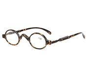 Agstum Readers Mens Womens Vintage Small Oval Round Reading Glasses (+2.50, Tortoise)