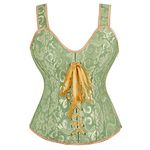 Grebrafan Corset Women's Gothic Jacquard Shoulder Straps Bustiers (UK(14-16) 2XL, Green)