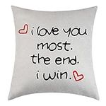 Couple Pillow Covers I Love You Most The End I Win Home Decorative Throw Pillow Case Gifts For Boyfriend Girlfriend Husband Wife Valentine's Day Birthday Gift (I love you most)