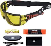 ToolFreak Rip-Out,Yellow Lens Safety Glasses, Foam Padded, Enhances Vision, UV & Impact Protection, En166 FT Rated, Fog and Scratch Reduction, Case & Cloth