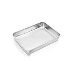 E-far Toaster Oven Baking Pan Set, 10.4’’ x 8’’ x 2’’ Stainless Steel Small Rectangular Cake Pan, Deep Oblong Sheet Pans for Brownies, Lasagna and Casseroles, Non-toxic & Healthy, Dishwasher Safe