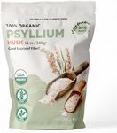 NaturaleBio Psyllium Husk 12oz. 99% Pure Gluten Free Fiber Supplement. USDA Organic Certified, Produced in India. Perfect for Keto, Paleo, Vegan, and Gluten Free Diets. Probiotics for Men and Women