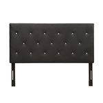 AC Pacific Modern Queen Size Faux Leather Upholstered Tufted Headboard With Crystal Diamond Tufting, Queen Size, Black