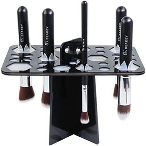 BEAKEY Makeup Brush Drying Rack, BEAKEY Collapsible Makeup Brush Holder 28 Holes Makeup Brush Dryer stand - Black