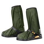 Ctrunit Waterproof Shoe Covers with Reflector,Non -Slip PVC Rain Boots Shoes with Zipper Rainproof Boots Cover Reusable & Foldable, Men Women Rain Feet Gaiters for Rain Mud Snow (35T,Olive Green,2XL)