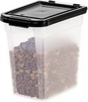 IRIS USA WeatherPro Airtight Dog Food Storage Container, Up to 4.5 Kg, for Dog Cat Bird and Other Pet Treat Food Storage Bin, Keep Fresh, Translucent Body, BPA Free, Clear/Black