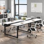 TEKAVO Large Office Table | Conference Table | Meeting Table for 10 People|Executive Table for Office | Large Computer Table Desk | 300 cm Long X 120 cm Wide | (10 Ft x 4 Ft (White.)) / DIY