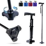 HurryCane HCANE-BK-C2 Freedom Edition Foldable Walking Cane with T Handle, Original Black