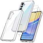 JETech 3 in 1 Case for Samsung Galaxy A15 5G, with 2-Pack Screen Protector, Tempered Glass Film, Shockproof Bumper Phone Protective Cover Clear Back (Clear)