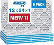 Aerostar 12x24x1 MERV 11 Pleated Air Filter, AC Furnace Air Filter, 6 Pack (Actual Size: 11 3/4" x 23 3/4" x 3/4")