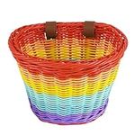 Kids Bicycle Basket Rainbow Bike Basket Cute Bicycle Handlebar Basket Cycling Baskets Front Basket with Straps Bike Accessories for Boys Girls Bicycle Trike Scooter Balance Bike