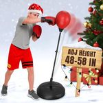 Punching Bag Stand for Ages 8-15 – 58" Adjustable Reflex Bag Boxing Set with Gloves & Pump | Indoor Outdoor Youth Boxing Equipment for Fitness, Training & Fun | Great Christmas Sports Gift for Teens