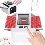 Rechargeable Automatic Card Shuffler 1-2 Deck for UNO Poker Blackjack Skip-Bo etc, Low Noise Fast Shuffle, One-Press Auto Electric Shuffling Machine with Tray, 2000mAh USB Charge (White)