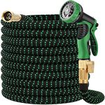 100 ft Expandable Garden Hose - All New 2025 Retractable Water Hose with 3/4" Solid Brass Fittings, Extra Strength Fabric - Flexible Expanding Hose